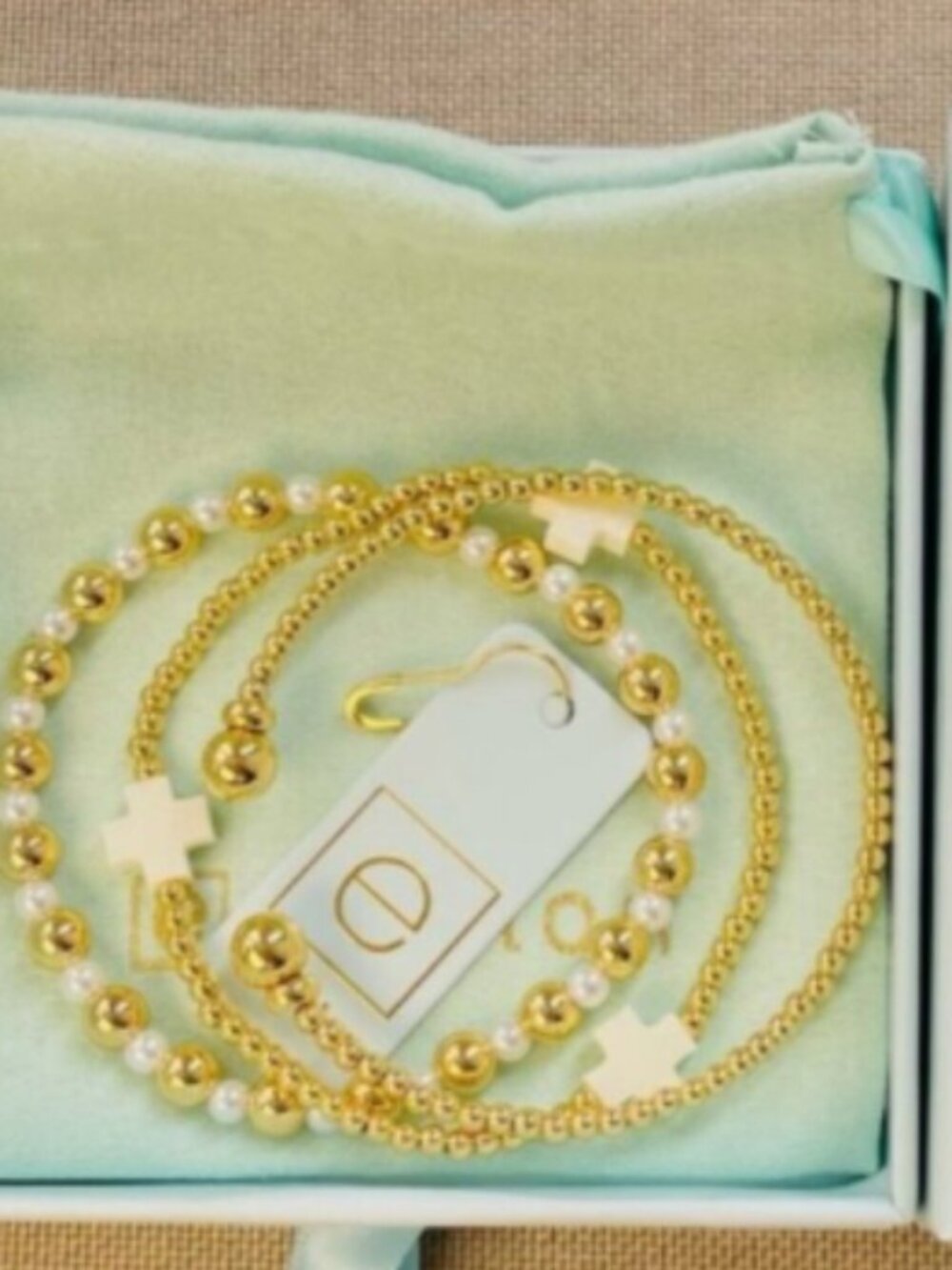 Enewton 3-piece Gold and Cross Bracelet Stac
